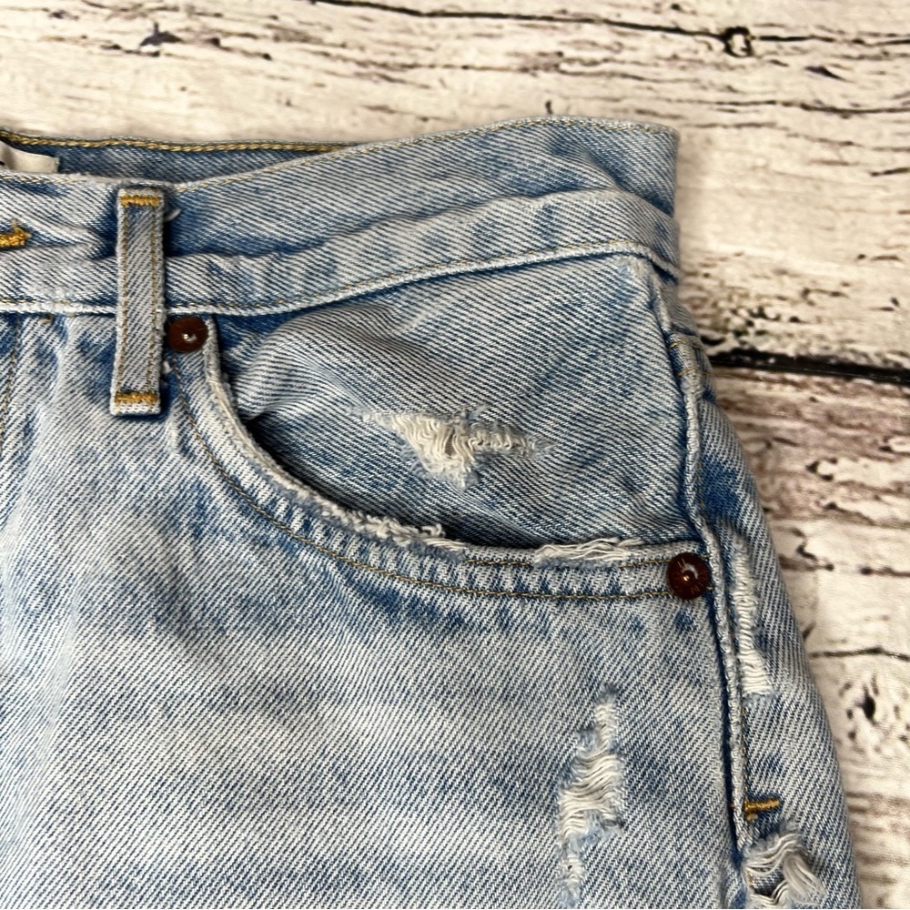 Agolde Distressed Parker Denim Shorts Size 26 - Picture 4 of 14